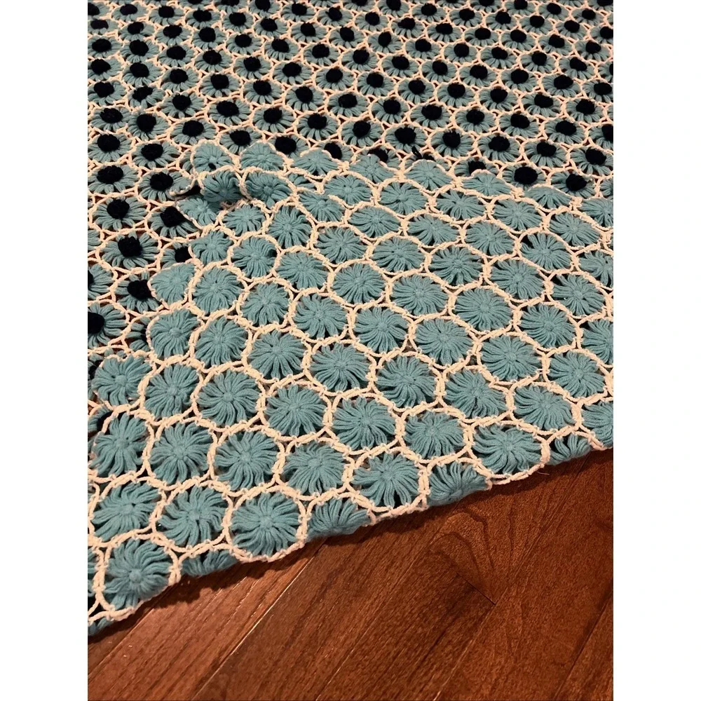 Vintage 3D Granny Daisy Chain Afghan Handmade Crochet Throw Blanket 70